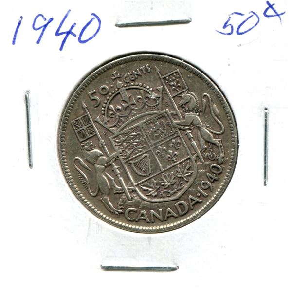 Silver 50 Cent Coin 1940