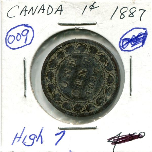 Large One Cent 1887 Coin