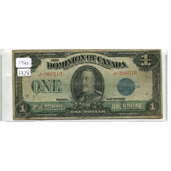 1923 Canadian $1.00 One dollar