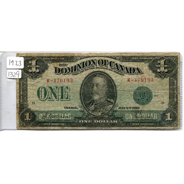 1923 Canadian $1.00 One dollar