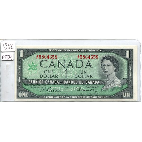 1967 Canadian $1.00 One dollar - unc