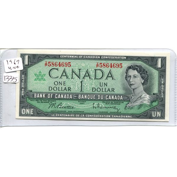 1967 Canadian $1.00 One dollar - unc