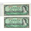 Image 1 : 2X 1954 Canadian $1.00 One Dollar bills