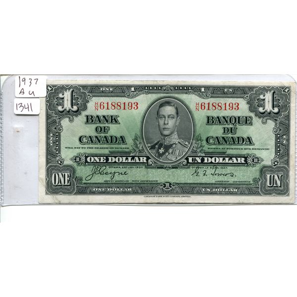 1937 Canadian $1.00 One dollar bill