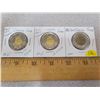 Image 1 : (3) Canadian Toonies 2x2012 + 2017 from uncirculated packages, low mintage