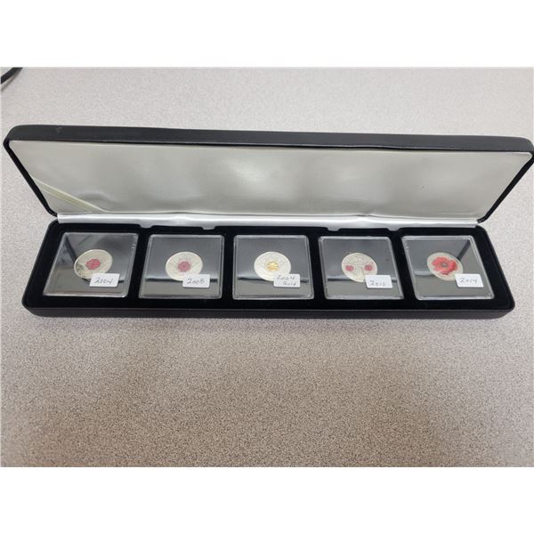 Poppy series 25¢ 5 Canadian quarters set