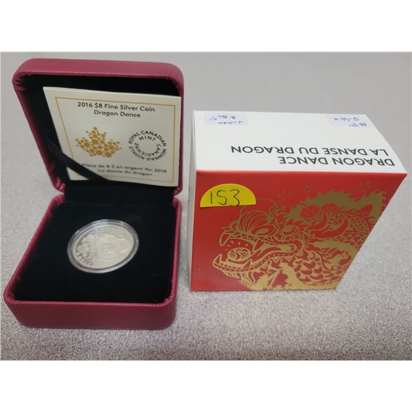 2018 $8.00 fine silver coin - Dragon Dance