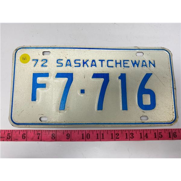 1972 Saskatchewan license plate