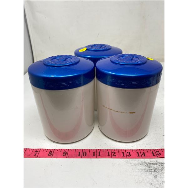 3 plastic Player's tobacco cans