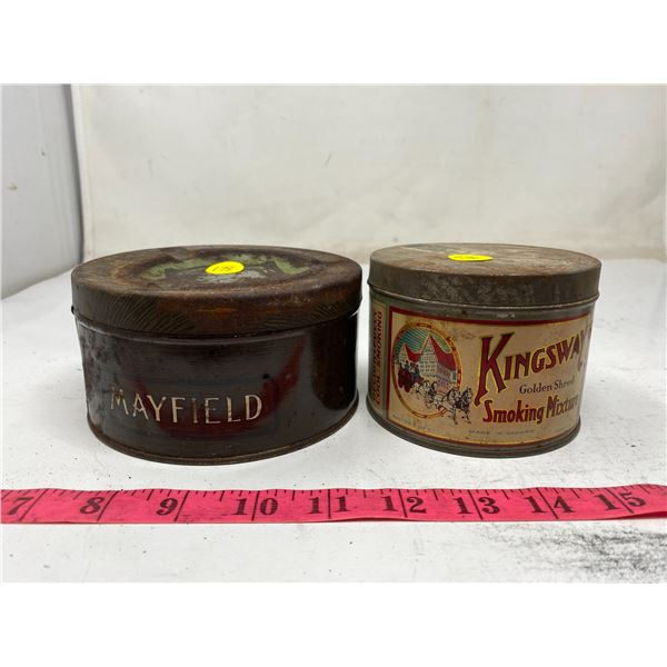Kingsway tobacco tin & Mayfield tobacco tin w/ ashtray top