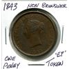 Image 1 : 1843 New Brunswick one penny token