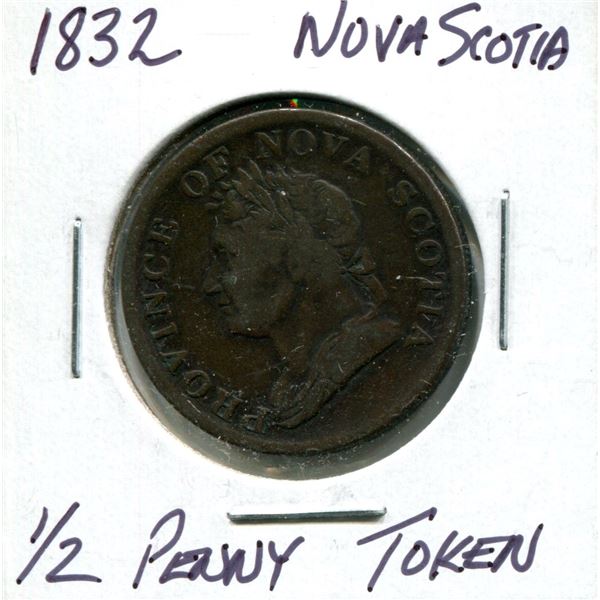1832 Nova Scotia 1/2 penny token