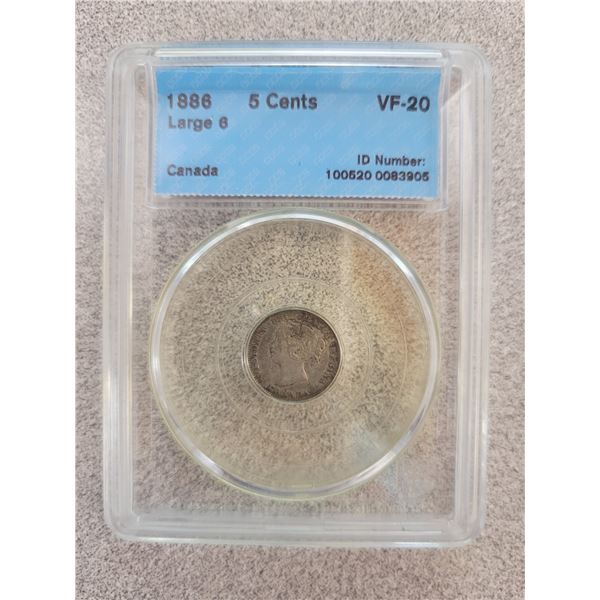 1886 Large 6 Victoria 5 cents