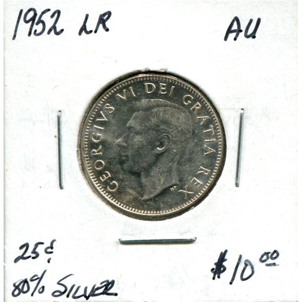1952 80% silver 25 cents
