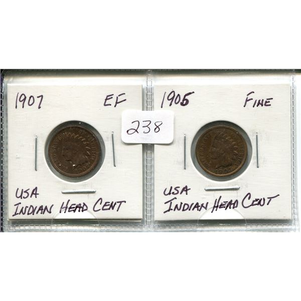 1905 & 1907 Indian head cents