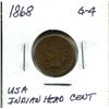 Image 1 : 1868 USA Indian head cent