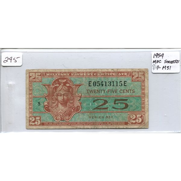 1954 MPC series 521 - P-M31 25 cents