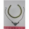 Image 2 : 2 Vintage necklaces green gems