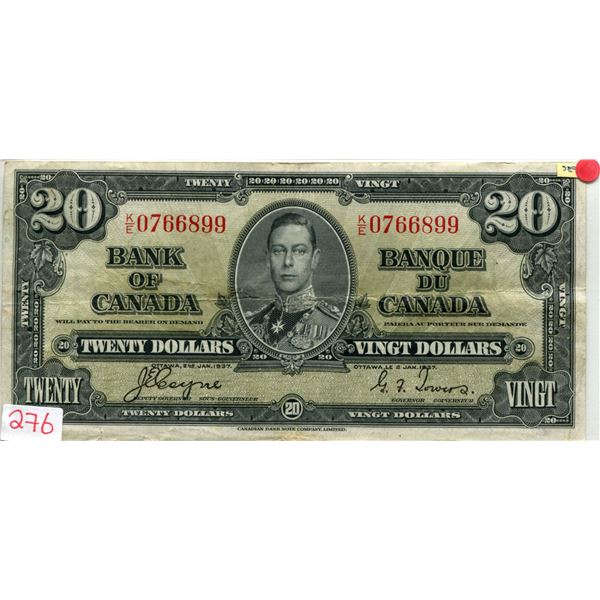 Cananda 1937 $20.00 coyne-towers V.F. cond.