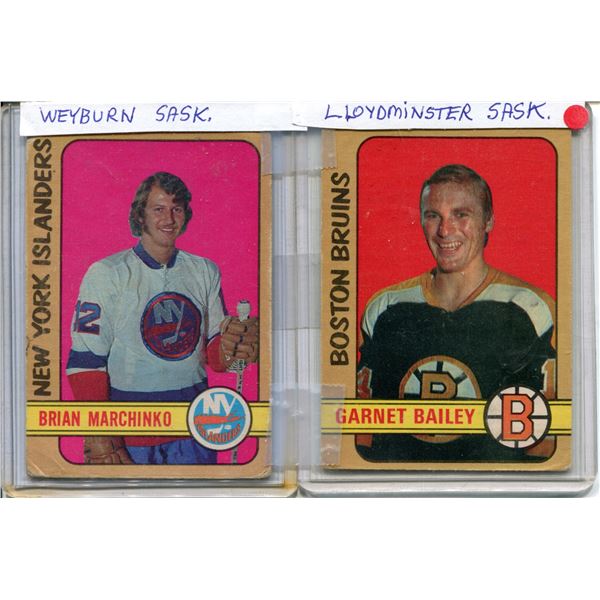 Brian Marchinko 1972-73 O.P.C. #170 Weyburn Sask & Garnet Bailey Lloydminster