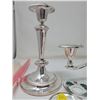 Image 5 : Pair of single candle holders, Candelabra, Candle snuffer, 10 candles, 3 drip catchers