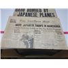 Image 2 : 2 old, maybe incomplete fragile newspapers on war in Manchuria 1931 & Pearl Harbor attack