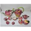 Image 1 : Assorted old apple dishes fairly good condition & newer apple pitcher. 2 tiny pieces broke, glued in