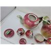 Image 4 : Assorted old apple dishes fairly good condition & newer apple pitcher. 2 tiny pieces broke, glued in