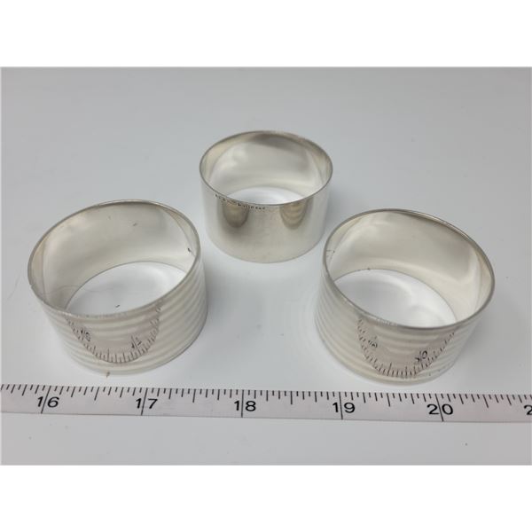 2 Sterling stamped napkin holders, one silver color metal napkin holder.