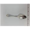 Image 3 : Sterling silver birth record spoon with stork motif: name, birthdate, time, etc.