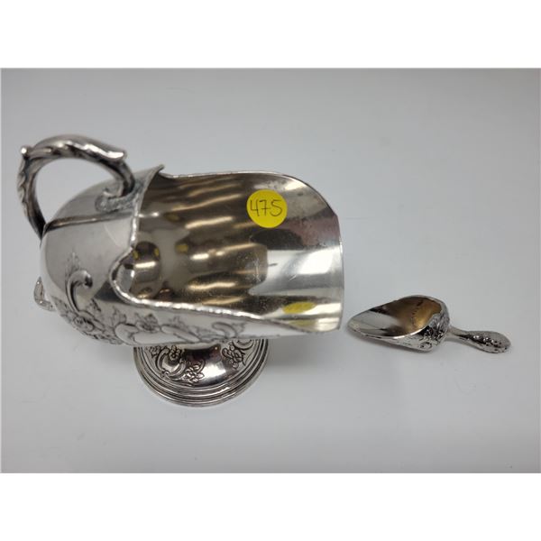 Raimond silverplate tilted ice container/serving bowl/sugar bowl with small serving scoop