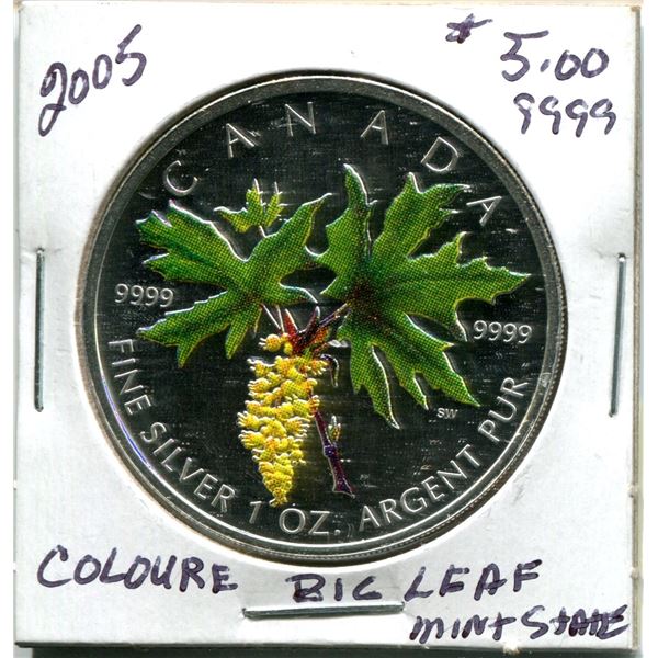 2005 $5.00 Color big leaf .9999