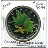 Image 1 : 2002 $5.00 colored maple leaf .9999