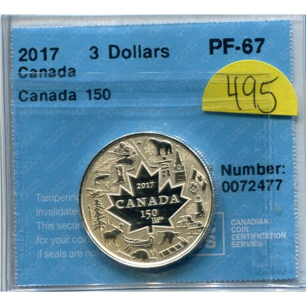 2017 $3.00 PF-67 CCCS coin