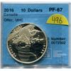 Image 1 : 2016 $10.00 PF-67 CCCS coin