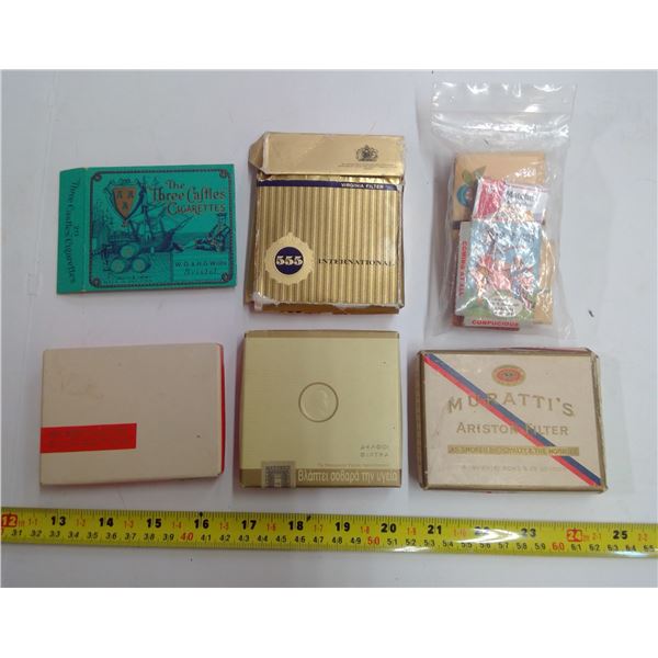 Vintage Empty International Cigarette Packs & Matches