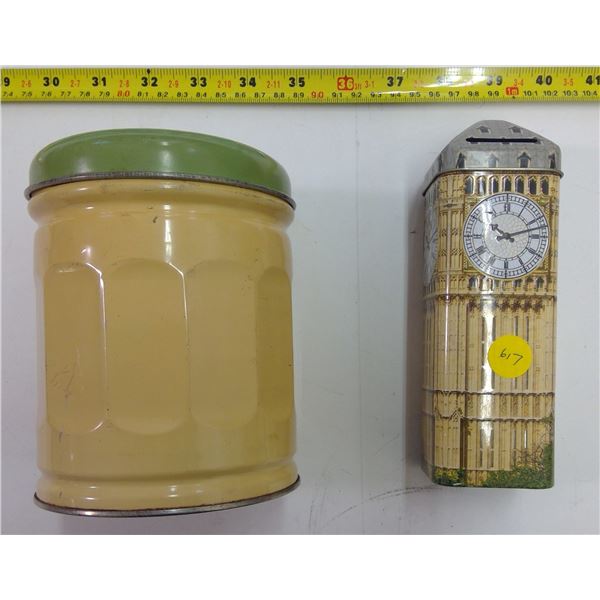 2 Decorative Tins - 1 is a Coinbank