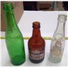 Image 1 : Lot of 3 Small Glass Bottles -  2 -Stubby & 1-Green