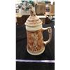 Image 1 : Huge Ceramic Beer Stein Hunting Scene 1935