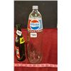 Image 2 : 3 Vintage Pop Bottles -Pepsi Shortneck With Cap 52.8 Oz.