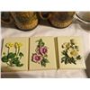 Image 4 : 3 small flower plaques, misc. cups (Royal Winton, Etc) tiger lily glass