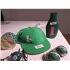 Image 1 : Pilsner cap, coasters & bottle cooler. Salt & Pepper Roughrider helmet radio