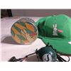 Image 2 : Pilsner cap, coasters & bottle cooler. Salt & Pepper Roughrider helmet radio