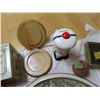 Image 4 : tins - calculator machine - leather flower picture - sailor bank - cruet container - sunshine biscui