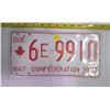 Image 1 : 1967 Quebec Licence Plate - Confederation