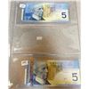 Image 1 : 2002 + 2006 Canadian 5 Dollar Bills