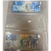Image 2 : 2002 + 2006 Canadian 5 Dollar Bills