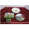 Image 1 : 2 John Deer plates, 1 tin w/ playing cards