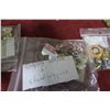 Image 2 : Lot Box of pins/pin backs + Gingerbread wallhanging  & measuring spoon set