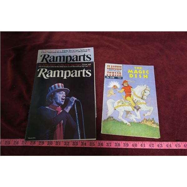 Magic Dish vintage comic book + 2 copies Ramparts magazine